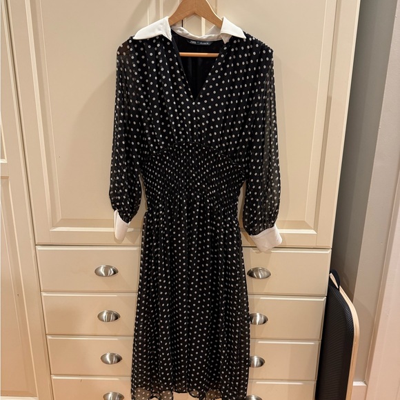 Zara Dresses & Skirts - Zara Black Dress with White Polka Dots